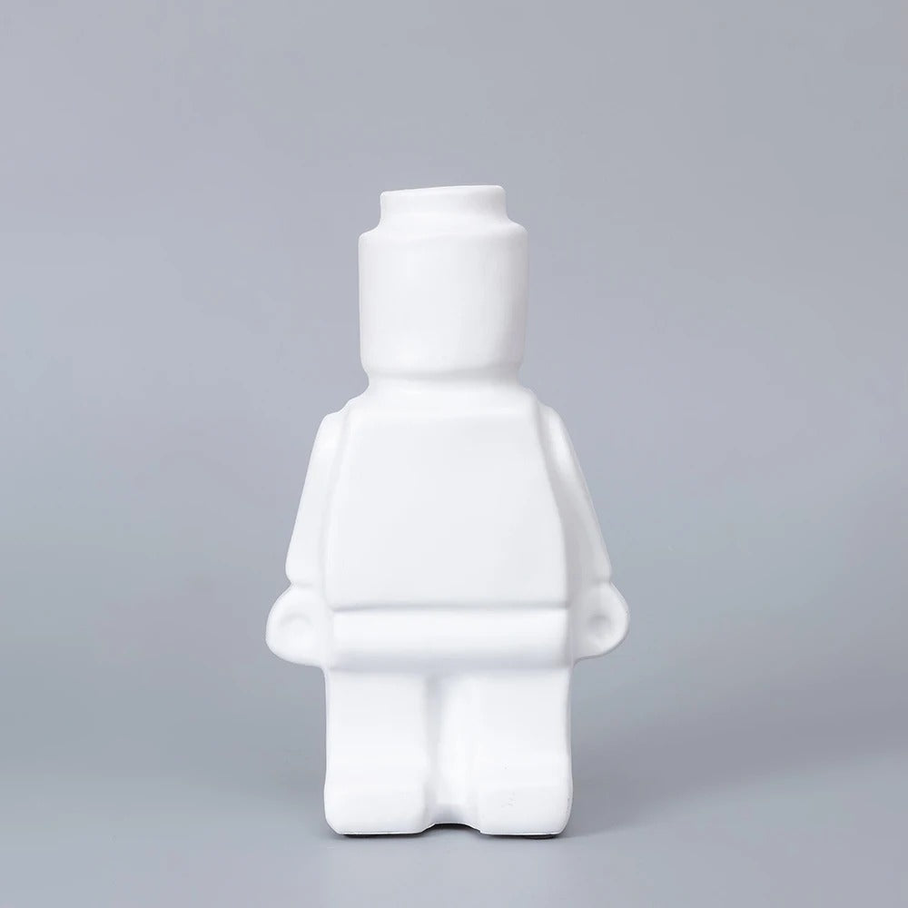 3D Block Style Figure Ceramic Planter for Desk or Shelf