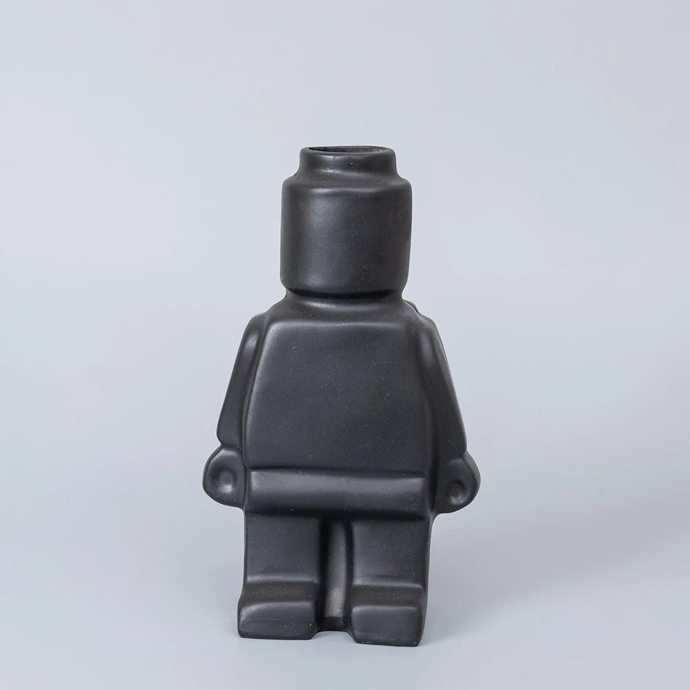 3D Block Style Figure Ceramic Planter for Desk or Shelf