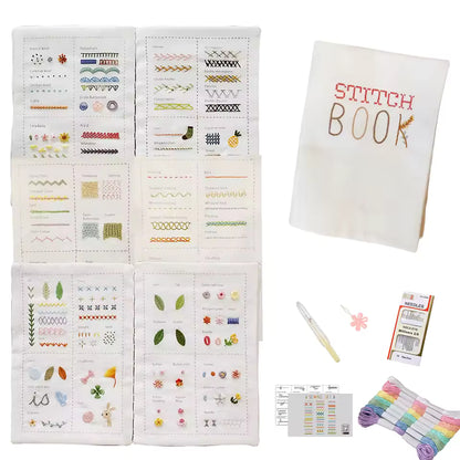 DIY Embroidery Starter Kit – 8 Threads, 16 Needles, Stitch Guide & More!