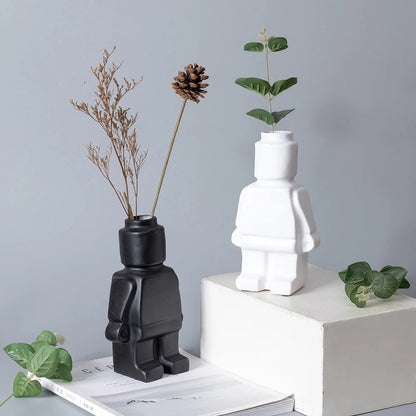 3D Block Style Figure Ceramic Planter for Desk or Shelf