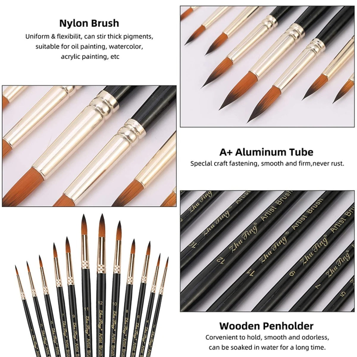 12 Piece Paint Brush Set