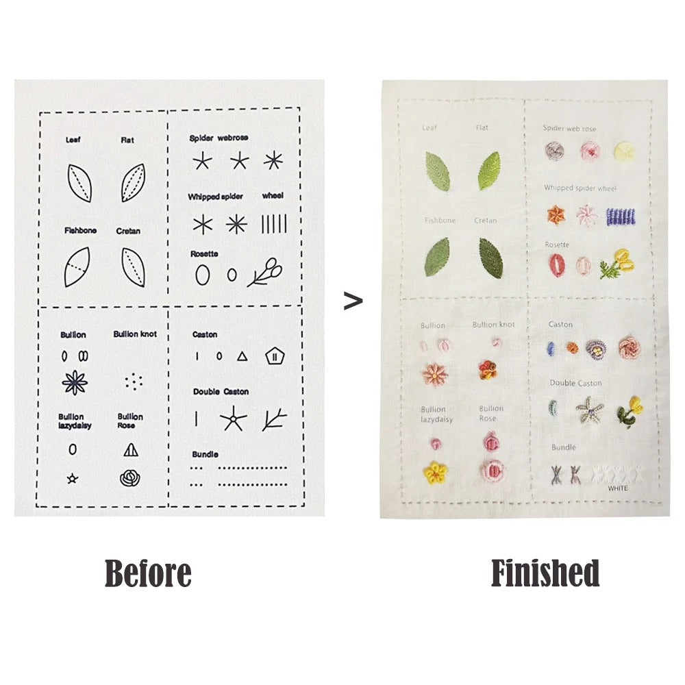 DIY Embroidery Starter Kit – 8 Threads, 16 Needles, Stitch Guide & More!