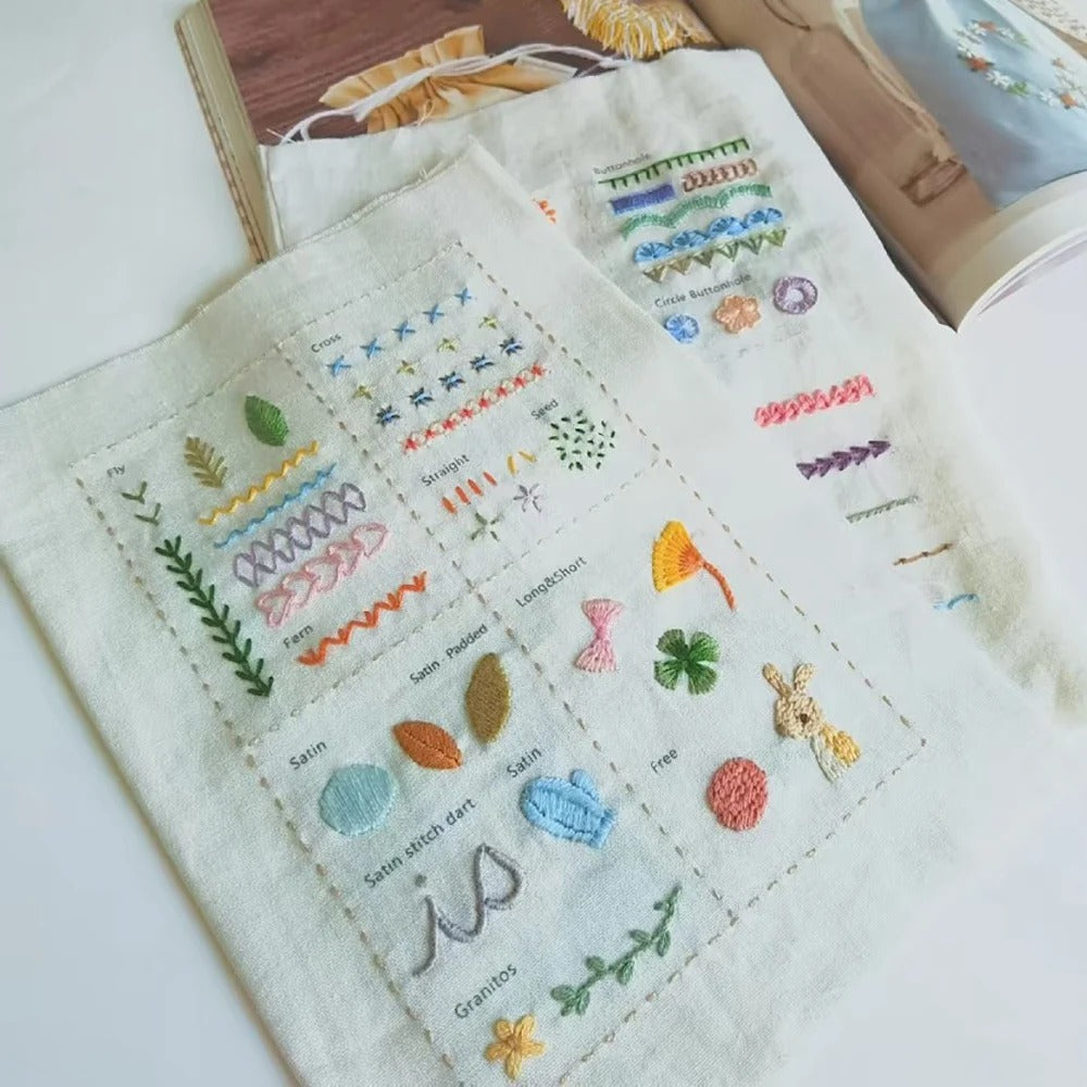 DIY Embroidery Starter Kit – 8 Threads, 16 Needles, Stitch Guide & More!