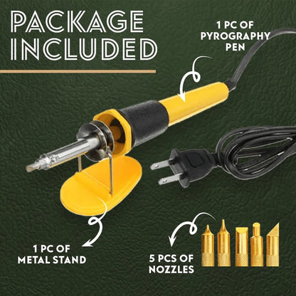 7-Piece Leather & Wood Burning Pen Set with Stand